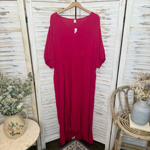 OLD NAVY NWT Women's PLUS XXL TALL Empire Waist Pink Tangiers Gauze Maxi Dress - Picture 12 of 13